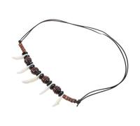 Amosfun Collier Pendentif pour Homme Style Tribal Perles et Fil Ciré Réglable, Couleur Blanche, Décoration de Cou pour Garçon, Bijou Hip-hop Solide et Léger