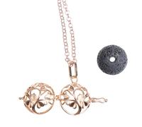 Amosfun Collier Ras-de-cou en Pierre Volcanique avec Pendentif Arbre de Vie Doré, Accessoire Élégant pour Femme, Diffuseur D'huiles Essentielles, pour Anniversaire ou Couleur Aléatoire