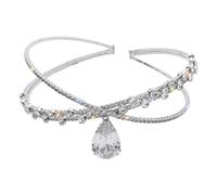 Amosfun Collier Ras de Cou Femme en Zircon de Goutte D’eau, Chaîne Croisée Double Usage comme Pendentif et Pince à Cheveux, Bijou Élégant pour Mariage et Présent Femme