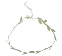 Amosfun Collier Ras-du-cou pour Femme Pendentif Feuilles Vertes en Polyester, Court, Collier pour Fille, Style Nature et Quotidien, Accessoire Mode Forestier