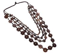Amosfun Collier Rétro à Plusieurs Rangs en Perles de Bois Naturel et Coquille de Noix, Fait Main, Marron, Style Bohème Africain Unisexe, Accessoire de Plage Élégant et Bijou Fantaisie