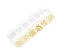 Amosfun Compartiments de Perles en Acier Couleur Décorations D'ongles Élégantes et Brillantes Boîte de 12 Couleur pour Nail Art pour Fête Costumée ou Cérémonie Couleur