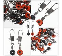 Amosfun Connecteur Space Bean de Pêche en Acier Inoxydable Anticorrosion, Grand Modèle 3,6 Cm Rouge, Pack de 100 Pièces Émerillon Intégré pour Changement Rapide et Montage Facile,