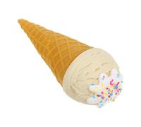 Amosfun Cornet de Glace en Plastique Blanc Gaufré Modèle de Crème Glacée Artificielle pour Décoration de Vitrine et Accessoires Photo Accessoire pour Boutique de Glaces et Garçon et