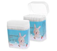 Amosfun Cotons-tiges pour Bébé 400 Pièces en Coton Naturel, Embouts Ronds en Spirale, Manche en Papier Résistant, Coton-tiges pour Garçon et Filles, Nettoyage Doux des Oreilles Nez