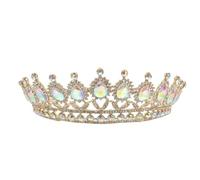 Amosfun Couronne de Mariée en Alliage Doré, Accessoire Cheveux pour Cérémonie Nuptiale et Bal de Fin D'année