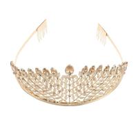 Amosfun Couronne de Mariée en Alliage Léger Doré Orné de Strass et Cristaux, Serrage-tête Élégant pour Adultes, Accessoire Coiffure Mariage Sophistiqué, Bandeau de Reine Polyvalent