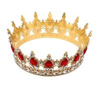 Amosfun Couronne de Mariée Ronde Classique en Alliage de Zinc Strass Rouge, Accessoire de Coiffure pour Mariage, Anniversaire et Fêtes, Diadème Élégant pour Femmes, Bijou Tête de Reine