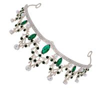 Amosfun Couronne de Strass Dorée Verte, Accessoire pour Cheveux de Mariée, Diadème Scintillant pour Mariage et Fêtes, Serrage-tête Élégant pour Cosplay et Anniversaire, Bijou Coiffure