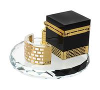 Amosfun Décor de Table Islamique Cristal Kaaba Rond pour Salon et Bureau Souvenir Artisanat Architecture Moyen-Orientale Cadeau Ramadan Mubarak et Eid Ornement Spirituel Saoudien