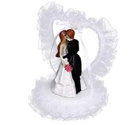 Amosfun Décoration De Table Pour Gâteau Mariage En Forme De Cœur Figurine Mariés Peinte À La Main Accessoire Romantique Pour Fête De Mariage 5.51X4.53X4.53In