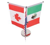 Amosfun Drapeau de Table Support en Métal Drapeau de Table Américain Acier Inoxydable Argenté pour Réunions Internationales et Home Office