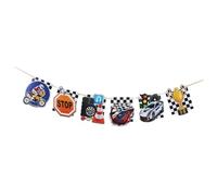 Amosfun Drapeaux De Course À Carreaux 19X16.40Cm Bannière Moto Guirlande Décoration Anniversaire Thème Voiture 7 Pièces