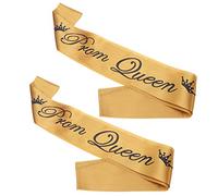 Amosfun ÉCharpe Reine du Bal DoréE 2pcs - Accessoire De FêTe pour Halloween, Graduation, Bal, SoiréE, Confortable Et ÉLéGant