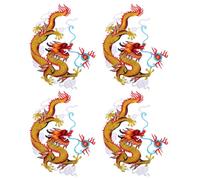Amosfun Écussons Brodés Motif Dragon Chinois Réparation Rapide et Solide en Polyester, 4 Pièces, Décoration Traditionnelle pour Costumes de Danse et Paquet