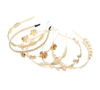 Amosfun Ensemble 6 Bandeaux Métalliques Feuilles Dorées Perles, Accessoires Cheveux Mariage et Fête, Bandeaux Fantaisie Légers pour Femmes et Filles, Serrage-tête Élégant et Confortable