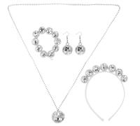 Amosfun Ensemble Bijoux Disco Années 70 pour Femme Boucles D’oreilles Boule Miroir, Collier, Bracelet et Serrage-tête Assorti, Accessoires de Fête Vintage, Déguisement Plusieurs styles