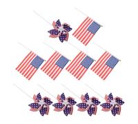 Amosfun Ensemble de 5 Drapeau Américain en Plastique Étoiles et Rayures, Installation Facile et Résistance Extérieure pour Jardin et Pelouse, Décoration Jour de L'indépendance