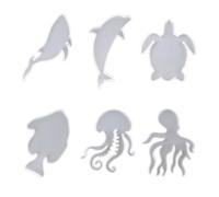 Amosfun Ensemble de 6 Moules en Silicone pour sous-Verres Animaux Marins, Haute Flexibilité et Facile à Nettoyer, pour Bricolage DIY et Création de Décorations Uniques