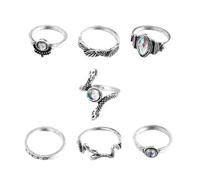 Amosfun Ensemble de 7 Bagues Rétro en Alliage de Serpent, Bagues Décoratives Fines pour Femme, Finition Soignée, pour Noël ou Anniversaire