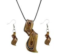 Amosfun Ensemble de Bijoux Spirale Jaune Pendentif en Verre, Boucles D'oreilles Pendantes Créatives et Collier Élégant, Parure Femme pour Fête des Mères et Soirée