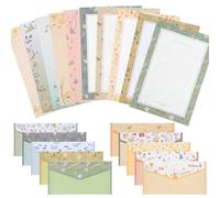 Amosfun Ensemble de Papeterie Fille Ado Papier à Lettre et Enveloppes Fleurs Papier Chic 10 Sets pour Écrire Lettres et Envoyer Invitations Style Aléatoire