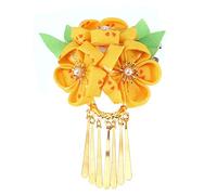 Amosfun épingles à cheveux japonaises kimono fleur kanzashi épingles à cheveux pince à cheveux ornement de cheveux accessoire pour vêtements traditionnels décoration kimono jaune