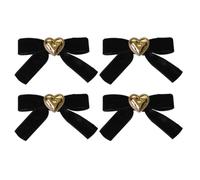 Amosfun Épingles à Cheveux Pince à Cheveux 4pcs Forme de Cœur en Velours Noir Facile à Poser Accessoire Élégant pour Mariage