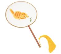 Amosfun Éventail Rond Brodé la Main Double Face en Tissu Naturel, Motif Chat Traditionnel Chinois, Accessoire Décoration D’éventail à Main, Ventilateur Léger pour Garçon et Filles