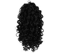 Amosfun Extension Queue de Cheval Bou 35 Cm Noire avec Cordon Élastique et Filet Respirant, Postiche Cheveux Longs Bouclés Femme Afro, Accessoire Coiffure Volumineux Ajustable
