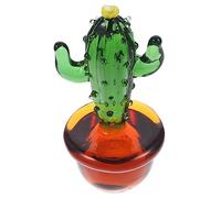 Amosfun Figurine De Cactus en Verre Mini 3,5x7 Cm Décoration De Bureau Maison Artisanale Chic Accessoire Décoratif pour Voiture Salon Étude