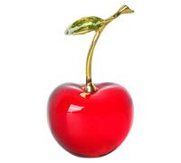 Amosfun Figurine De Cerise en Cristal Statue De Fruit en Verre Mini Sculpture Cerise Soufflée À La Main Ornements De Table -Papier en Verre Figurines d'art À Collectionner Décor De