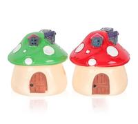Amosfun Figurine de Champignon Féerique pour Bonsaï et Plantes en Pot 2 Pièces Mini Maison Champignon en Résine Décoration de Jardin Miniature, Familles et Garçon et Filles