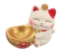 Amosfun Figurine de Chat Maneki Neko en Résine avec Base Boule de Cristal, Décoration Feng Shui pour Salon, Artisanat Solide et Design Compact