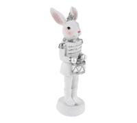 Amosfun Figurine Décor de Pâques Créatif et Solide Lapin Casse-Noisette en Résine Argentée Ambiance Festive pour Table de Printemps