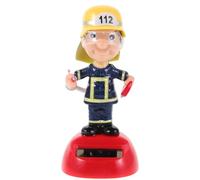 Amosfun Figurine Solaire de Pompier Danseur Compact pour Garçon et Filles, Jouet à Énergie Solaire Décoratif Bureau Voiture, Ornement Créatif Éducatif Pompier Présent Noël