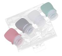 Amosfun Flacons de Voyage Étanches en Silicone 30 Ml - Lot de 5 Set de Bouteilles Rechargeables Multicolores 4 Pochettes Eva - Contenants Légers et Compacts pour Shampooing, Lotion, Gel,