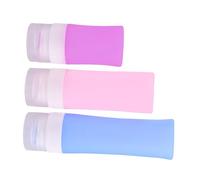 Amosfun Flacons de Voyage Rechargeables en Gel de Silice 38ml Violet, 60ml Rose, 80ml Bleu 3 Pochettes Pvc - Ensemble Kit Voyage Cosmétique pour Lotion, Huile Essentielle, Produits