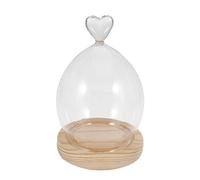 Amosfun Fleur Rose en Verre Pot De Cloche en Verre en Verre De Fleurs Séchées Daffichage avec Base Décor Boisé Pots De Sorts Cloche en Verre avec Socle Ancien Bambou Vitrine