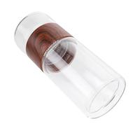 Amosfun Gobelet à Thé 300 Ml en Verre Résistant la Chaleur Double Paroi et Séparation D’infusion, Verre à Eau Portable Bois Naturel, Tasse Filtrante Isotherme pour Couleur Aléatoire