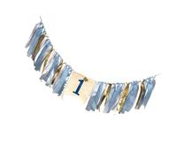 Amosfun Guirlande D'anniversaire Rayée Bleu Brume en Tissu, Bannière Décorative Marine pour Fête, Accessoire Mural Polyvalent, Décoration D'anniversaire Intérieure, Fournitures