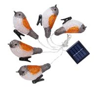 Amosfun Guirlande Lumineuse de Fête Solaire Étanche Ip65 de Rouge-gorge, Lampe LED Décorative en Acrylique et Plastique pour Décoration de Jardin et Cour Extérieure
