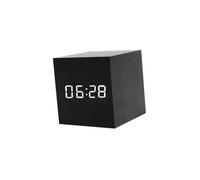Amosfun Horloge De Table LED Multifonction Compacte en Bois, Réveil Numérique Carré Rechargeable USB Lumière Blanche, Contrôle Vocal, Réveil Silencieux pour Bureau Et Chambre