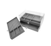 Amosfun Jewelry Storage Box Three Tier Drawer Organizer Large Capacity Jewelry Holder For Rings Earrings Necklaces Trays For Vanity Dresser