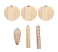 Amosfun Jouet en Bois pour Hamster et Petits Animaux, Ensemble 6 Pièces Planche à Mâcher, Plateforme de Saut et Échelle pour Développer L'équilibre Santé