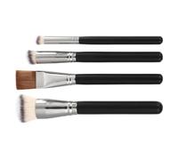 Amosfun Kit 4pcs D'outils de Maquillage pour Fond de Teint et Correcteur, Brosses Douces et Confortables Manche en Bois et Fibres Synthétiques, Usage Professionnel et Quotidien