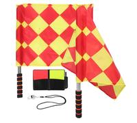 Amosfun Kit Arbitre Football Cartons Jaunes et Rouges, Sifflet INOX, Drapeaux et Feuille de Match pour Officiels en Compétition