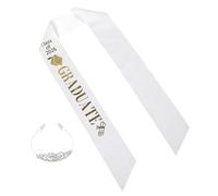 Amosfun Kit Couronne Strass Argentée et Écharpe de Diplômé 2026 Ensemble Décoration Remise de Diplômes 2 Pièces pour Cérémonie et Fête de Fin D'études