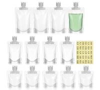 Amosfun Kit de 14 Flacons de Voyage Rechargeables 30ml, 50ml et 100ml en Plastique, Étanches et Légers, Étiquettes Imperméables, pour Cosmétiques et Soins Personnels en Déplacement