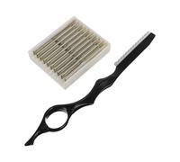 Amosfun Kit Rasoir à Effiler Cheveux 11 Pièces - 1 Manche 10 Lames en Acier Inoxydable, Rasoir Simple Lame pour Coupe Cheveux à Domicile, Outil Professionnel pour Coiffure et Taillage